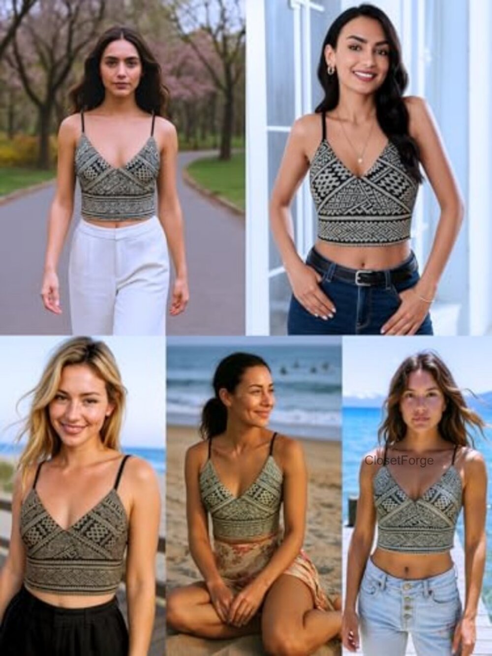 Boho Lace Up Crop Top Corset Style Festival Summer Tank - Picture 5 of 7